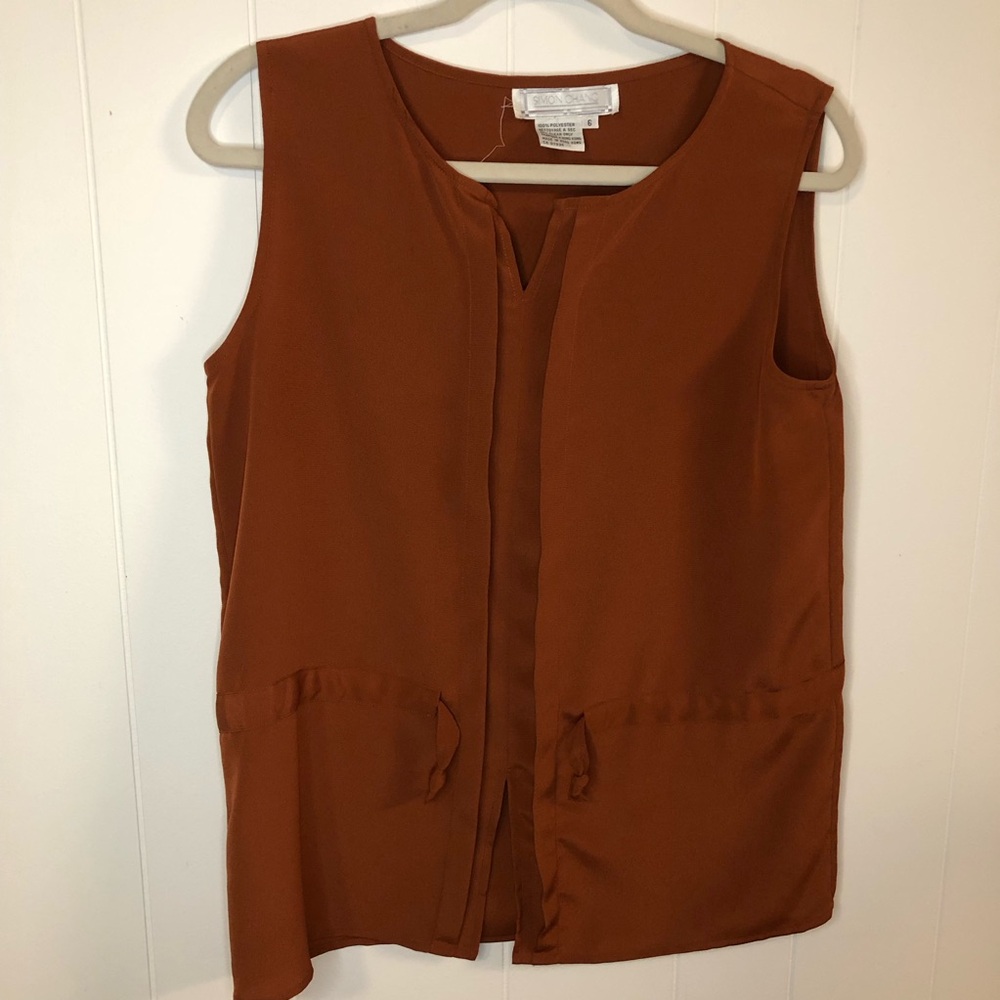 Simon Chang Rust Sleeveless Tank Top Size 6